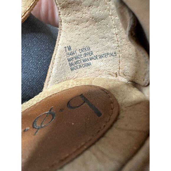 B.O.C Brown Strappy Sandals Women’s 7M Comfort Cushioned Sole Cork Wedge Design - Picture 5 of 9